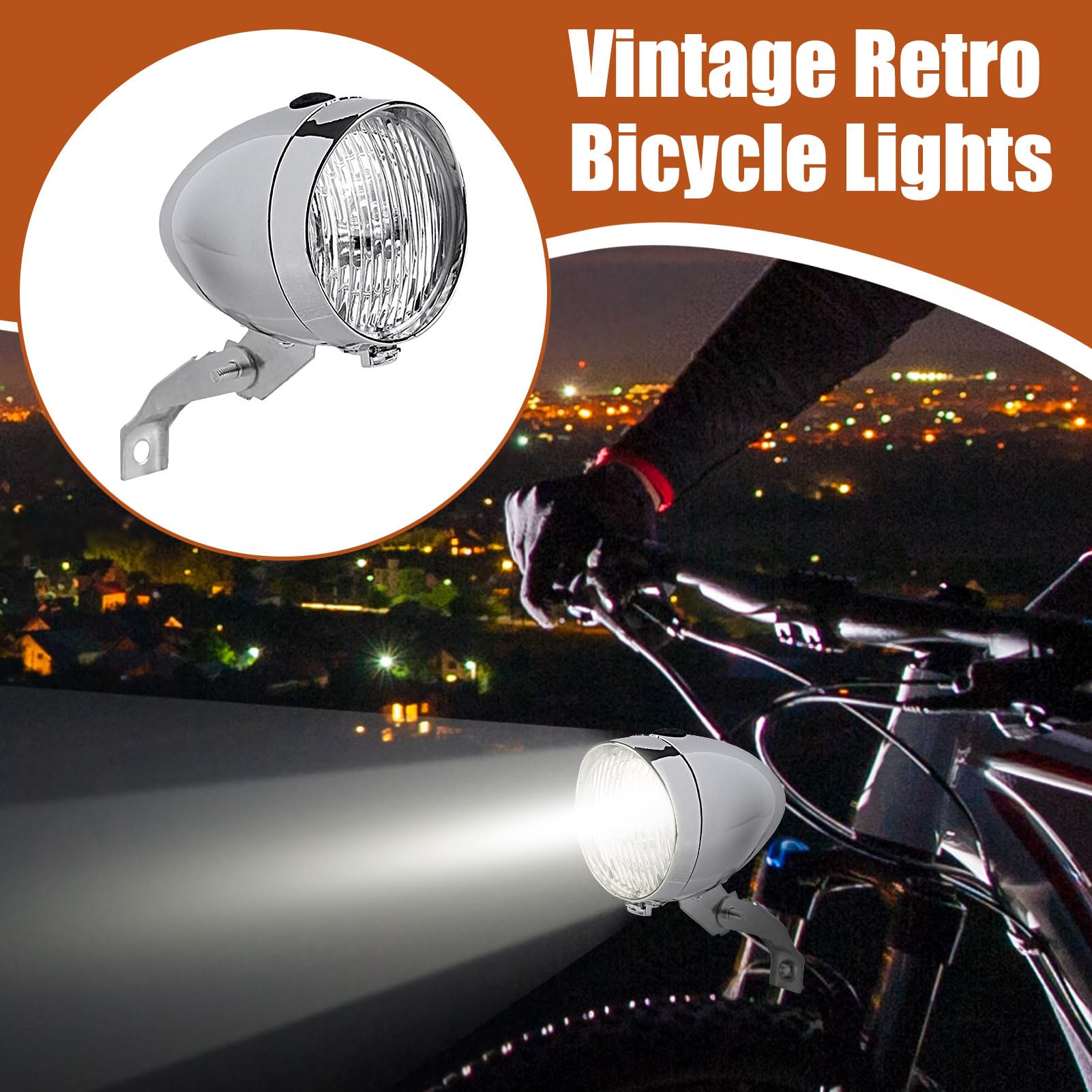 Amazon | レトロ自転車フロントライト、クラシック3LEDヘッドライト